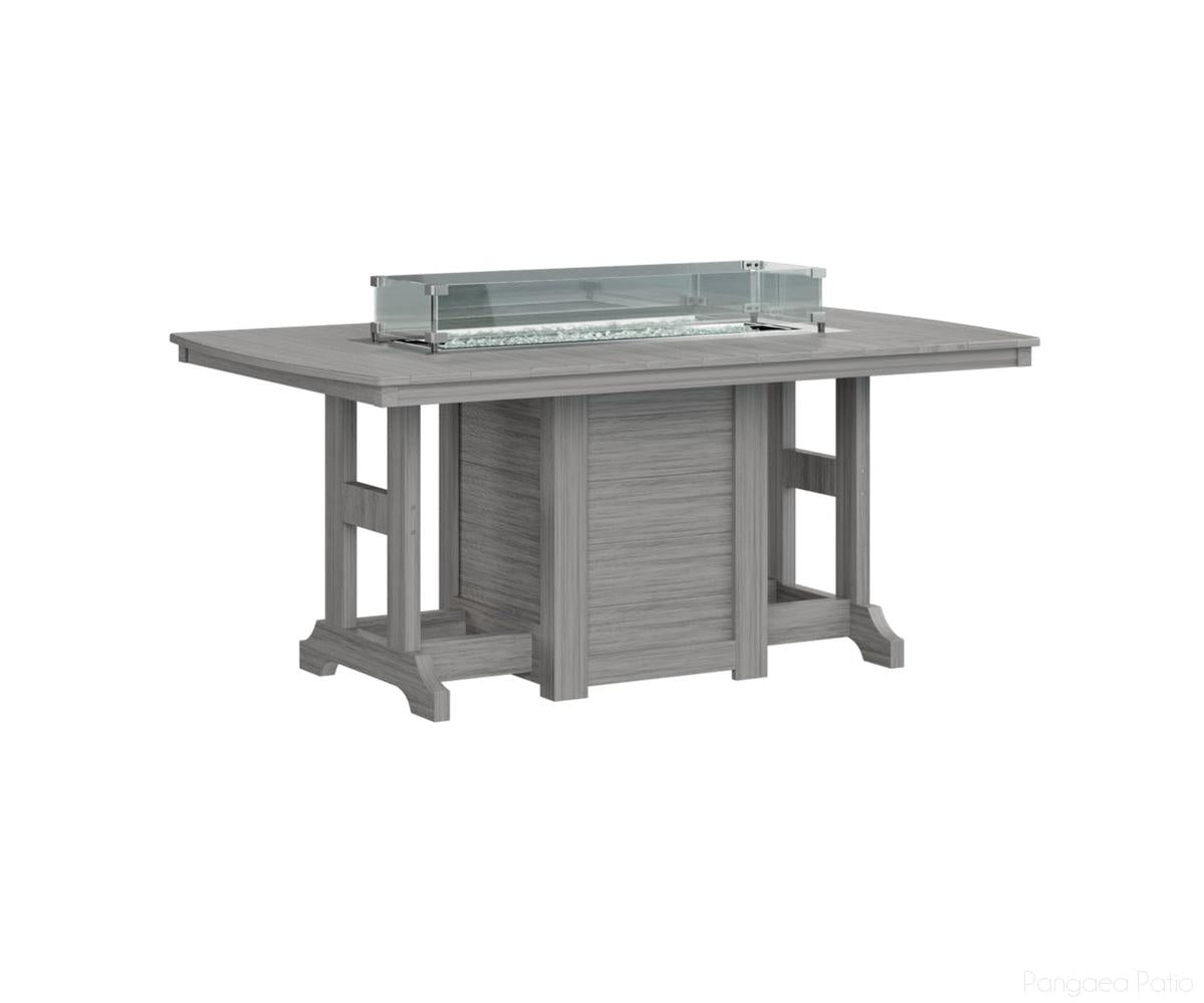 BGGCFT4472DDG-Berlin Gardens-Garden Classic 44" x 72" Rectangular Fire Table - Dining Height-Driftwood Gray BG-Pangaea Patio
