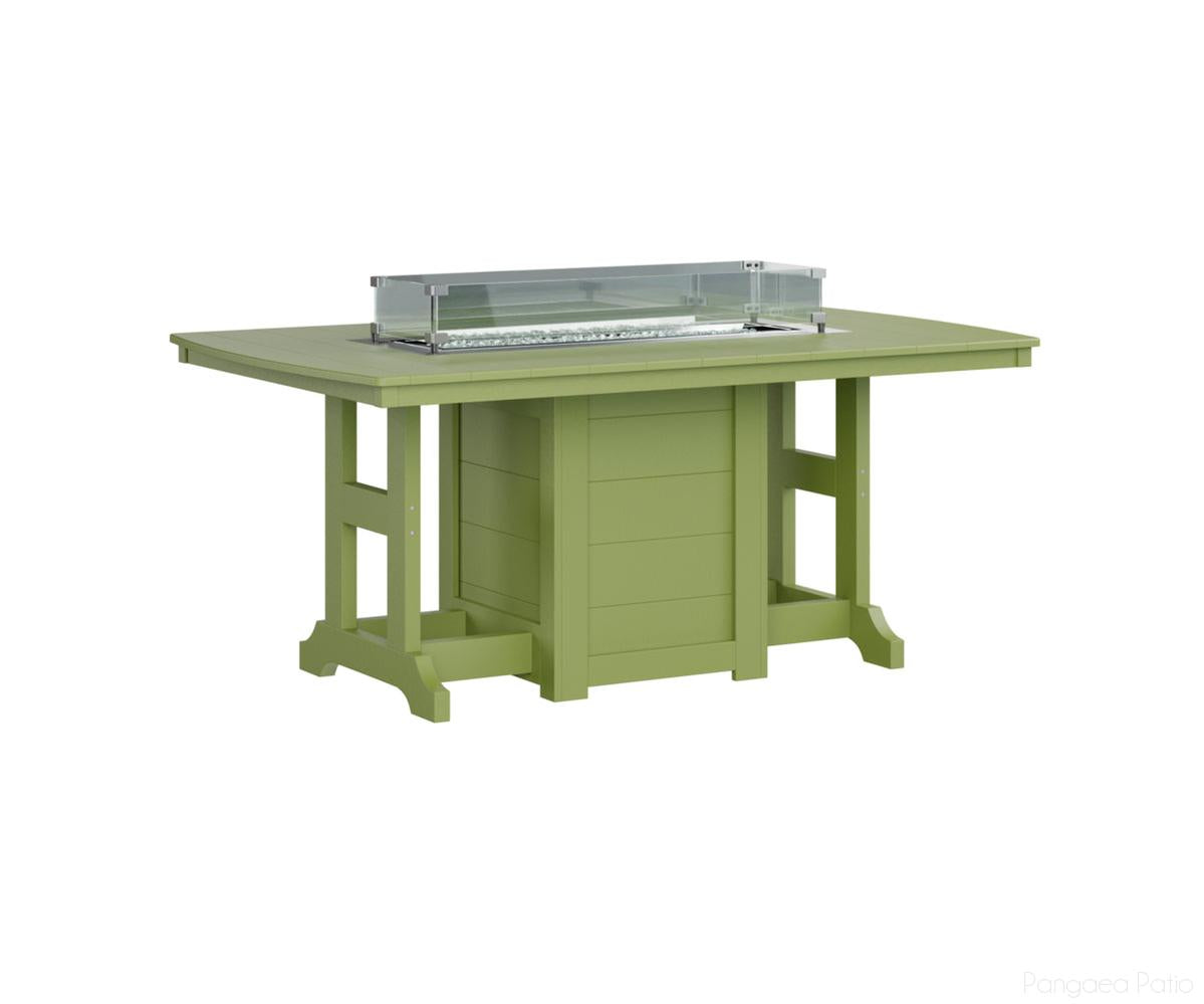 BGGCFT4472DKG-Berlin Gardens-Garden Classic 44" x 72" Rectangular Fire Table - Dining Height-Kiwi Green BG-Pangaea Patio
