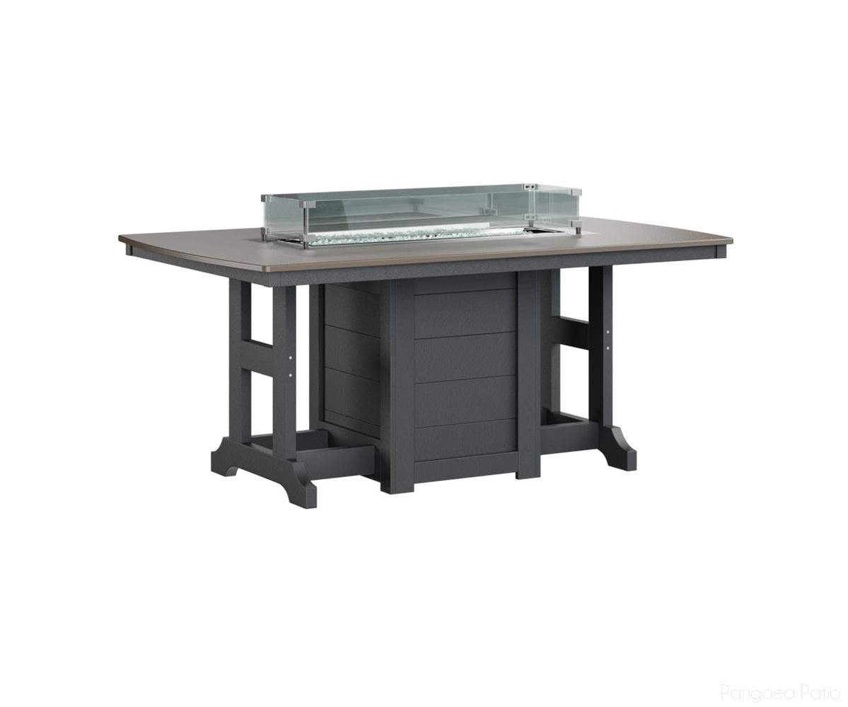 BGGHFT4472BBZBK-Berlin Gardens-Garden Classic 44" x 72" Rectangular Fire Table - Hammered Top - Bar Height-Bronze BG-Black BG-Pangaea Patio