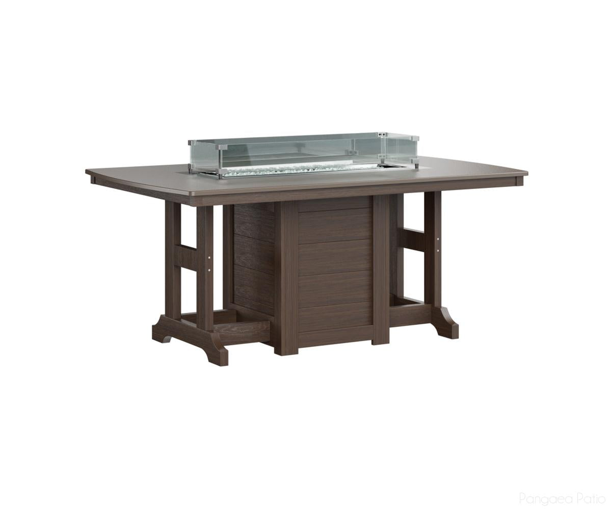 BGGHFT4472BBZBW-Berlin Gardens-Garden Classic 44" x 72" Rectangular Fire Table - Hammered Top - Bar Height-Bronze BG-Brazilian Walnut BG-Pangaea Patio