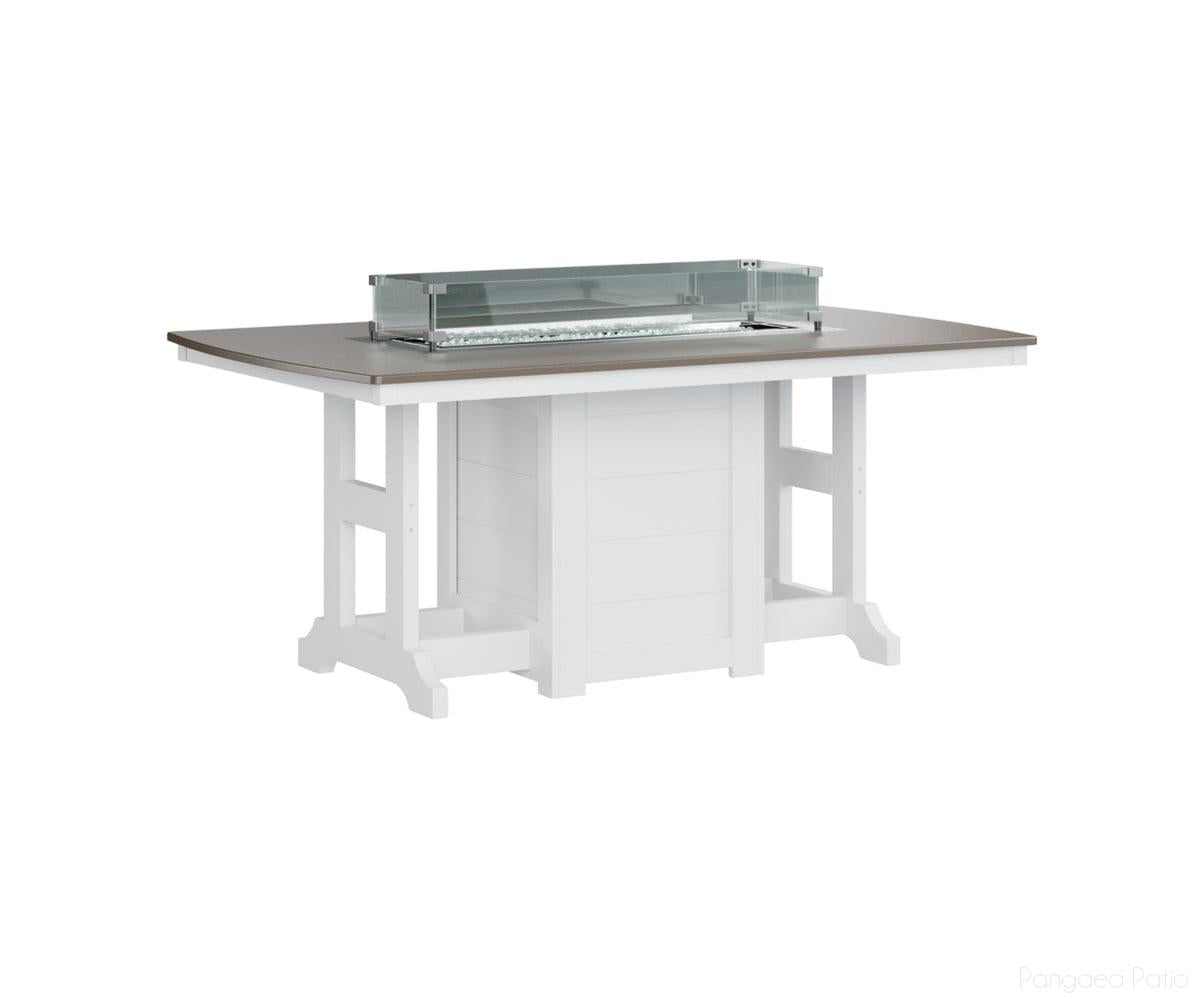 BGGHFT4472BBZWH-Berlin Gardens-Garden Classic 44" x 72" Rectangular Fire Table - Hammered Top - Bar Height-Bronze BG-White BG-Pangaea Patio