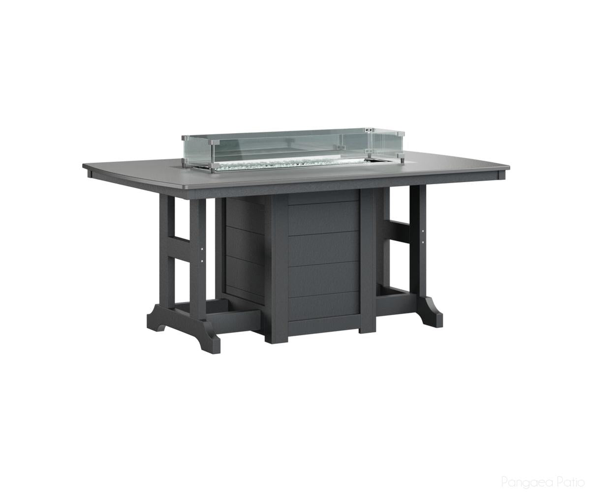 BGGHFT4472BSTBK-Berlin Gardens-Garden Classic 44" x 72" Rectangular Fire Table - Hammered Top - Bar Height-Stainless BG-Black BG-Pangaea Patio
