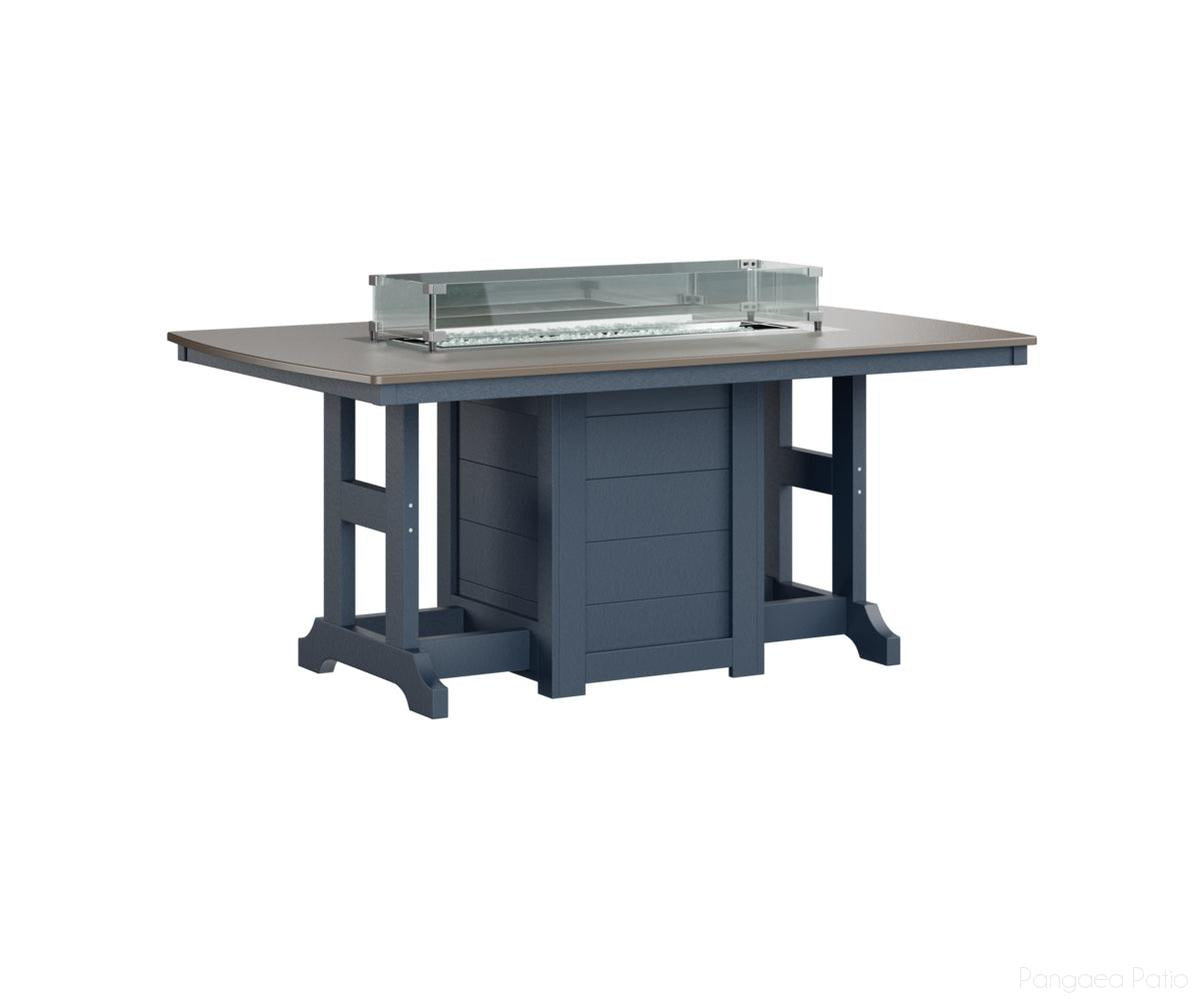 BGGHFT4472CBZNB-Berlin Gardens-Garden Classic 44" x 72" Rectangular Fire Table - Hammered Top - Counter Height-Bronze BG-Navy Blue BG-Pangaea Patio