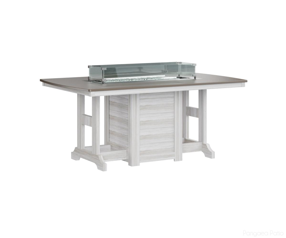 BGGHFT4472CBZSE-Berlin Gardens-Garden Classic 44" x 72" Rectangular Fire Table - Hammered Top - Counter Height-Bronze BG-Seashell BG-Pangaea Patio