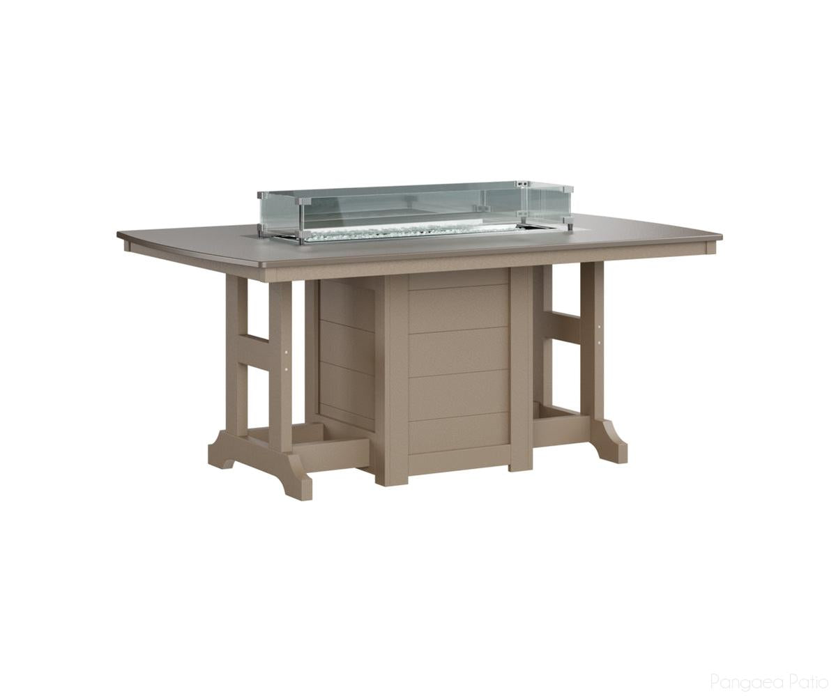 BGGHFT4472CBZWW-Berlin Gardens-Garden Classic 44" x 72" Rectangular Fire Table - Hammered Top - Counter Height-Bronze BG-Weatherwood BG-Pangaea Patio