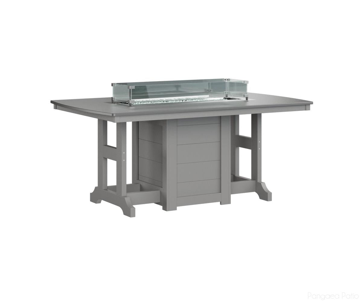 BGGHFT4472CSTLG-Berlin Gardens-Garden Classic 44" x 72" Rectangular Fire Table - Hammered Top - Counter Height-Stainless BG-Light Gray BG-Pangaea Patio
