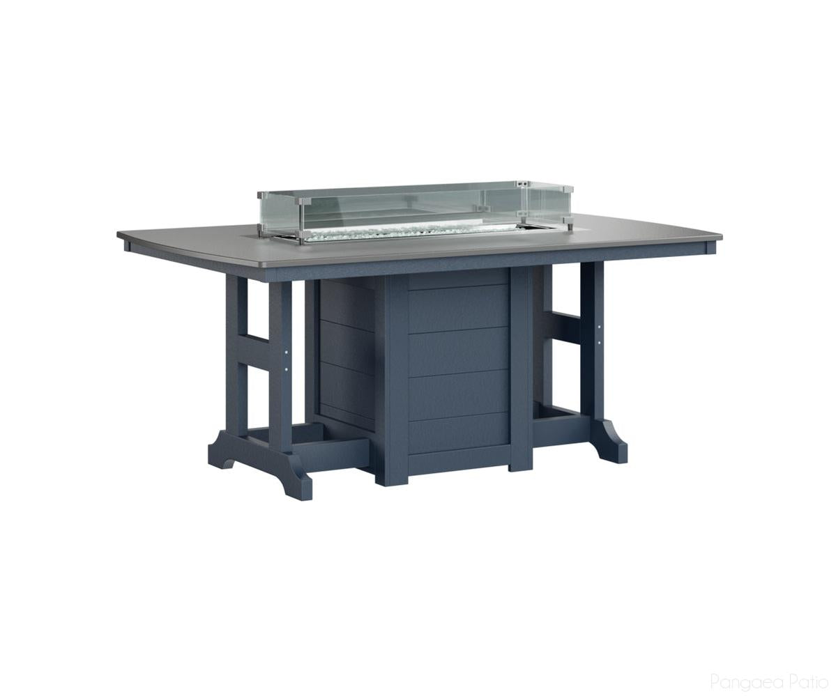 BGGHFT4472CSTNB-Berlin Gardens-Garden Classic 44" x 72" Rectangular Fire Table - Hammered Top - Counter Height-Stainless BG-Navy Blue BG-Pangaea Patio