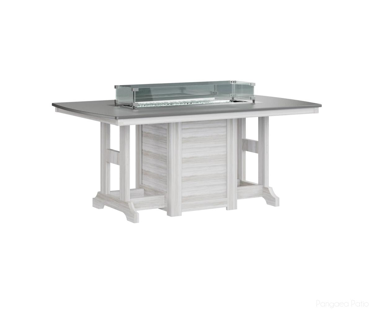 BGGHFT4472CSTSE-Berlin Gardens-Garden Classic 44" x 72" Rectangular Fire Table - Hammered Top - Counter Height-Stainless BG-Seashell BG-Pangaea Patio