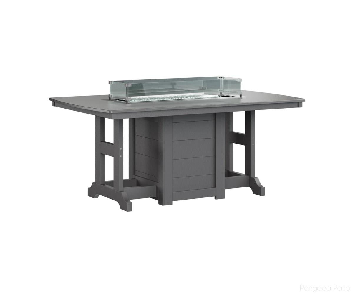 BGGHFT4472CSTSG-Berlin Gardens-Garden Classic 44" x 72" Rectangular Fire Table - Hammered Top - Counter Height-Stainless BG-Smoke Gray BG-Pangaea Patio