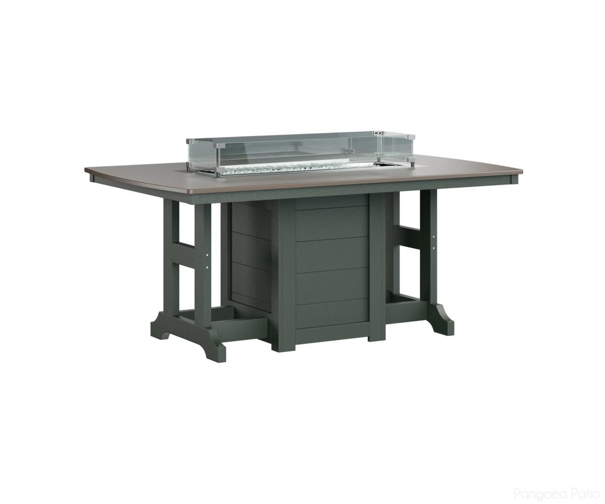 BGGHFT4472DBZGN-Berlin Gardens-Garden Classic 44" x 72" Rectangular Fire Table - Hammered Top - Dining Height-Bronze BG-Green BG-Pangaea Patio