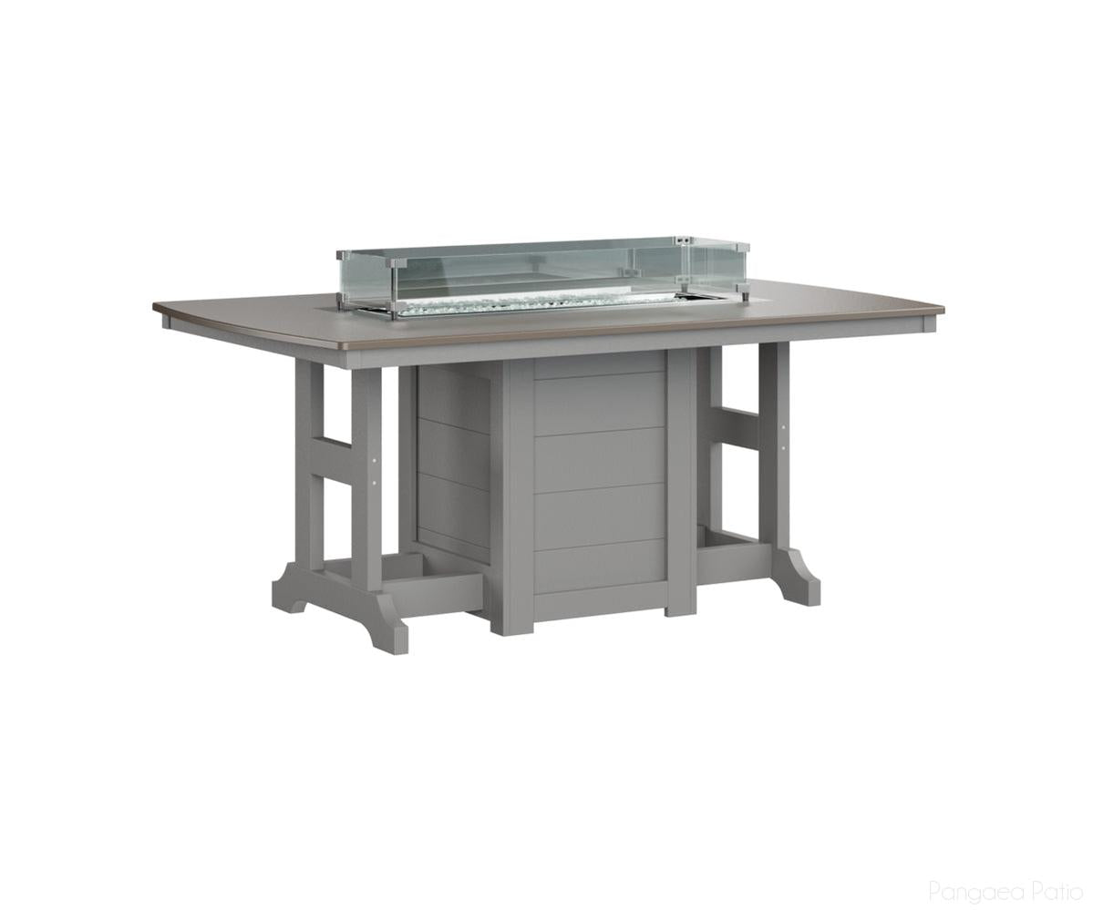 BGGHFT4472DBZLG-Berlin Gardens-Garden Classic 44" x 72" Rectangular Fire Table - Hammered Top - Dining Height-Bronze BG-Light Gray BG-Pangaea Patio