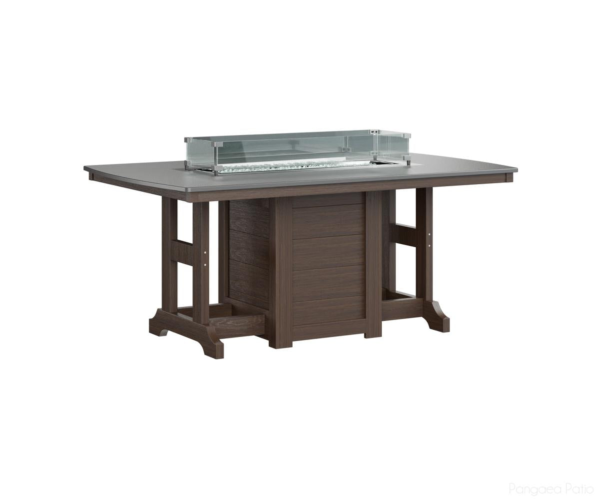 BGGHFT4472DSTBW-Berlin Gardens-Garden Classic 44" x 72" Rectangular Fire Table - Hammered Top - Dining Height-Stainless BG-Brazilian Walnut BG-Pangaea Patio