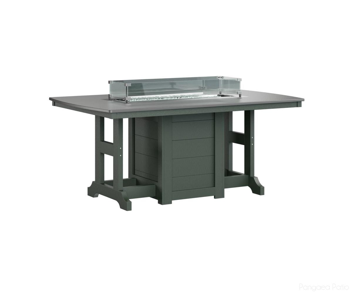 BGGHFT4472DSTGN-Berlin Gardens-Garden Classic 44" x 72" Rectangular Fire Table - Hammered Top - Dining Height-Stainless BG-Green BG-Pangaea Patio