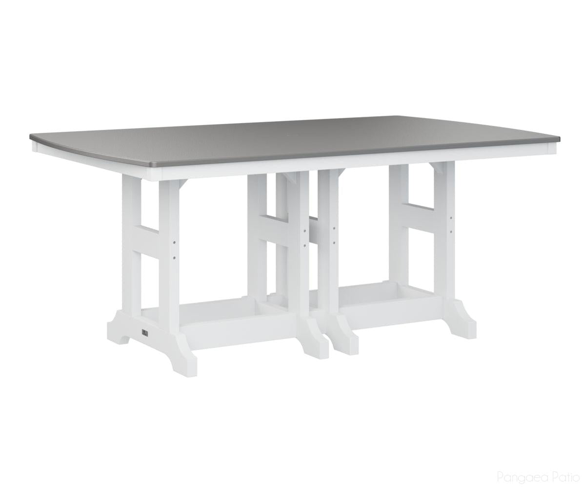 BGGCHF4472BSTWH-Berlin Gardens-Garden Classic 44" x 72" Rectangular Table - Hammered Top - Bar Height-Stainless BG-White BG-Pangaea Patio