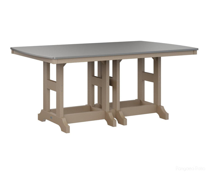 BGGCHF4472DSTWW-Berlin Gardens-Garden Classic 44" x 72" Rectangular Table - Hammered Top - Dining Height-Stainless BG-Weatherwood BG-Pangaea Patio