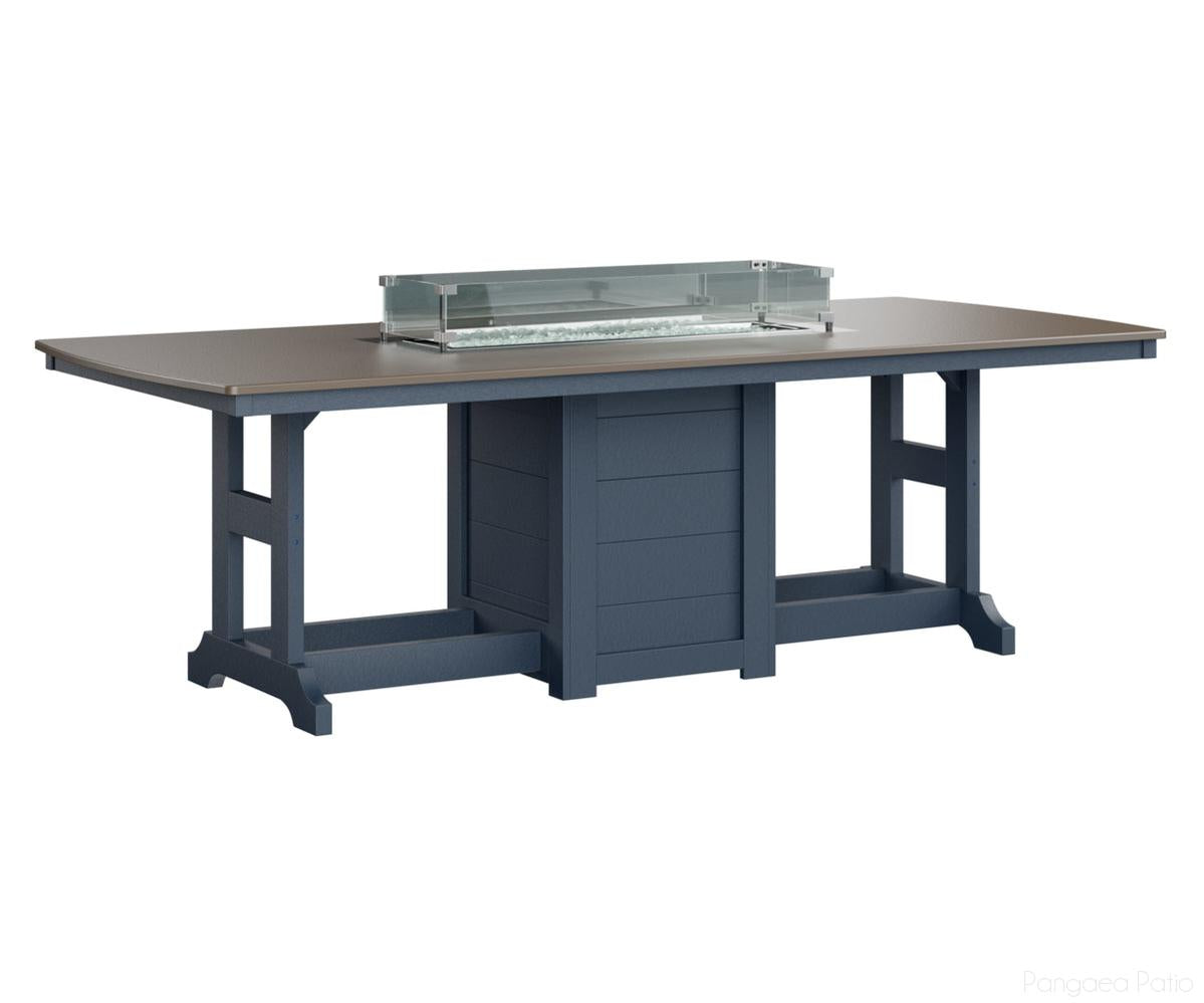 BGGHFT4496BBZNB-Berlin Gardens-Garden Classic 44" x 96" Rectangular Fire Table - Hammered Top - Bar Height-Bronze BG-Navy Blue BG-Pangaea Patio