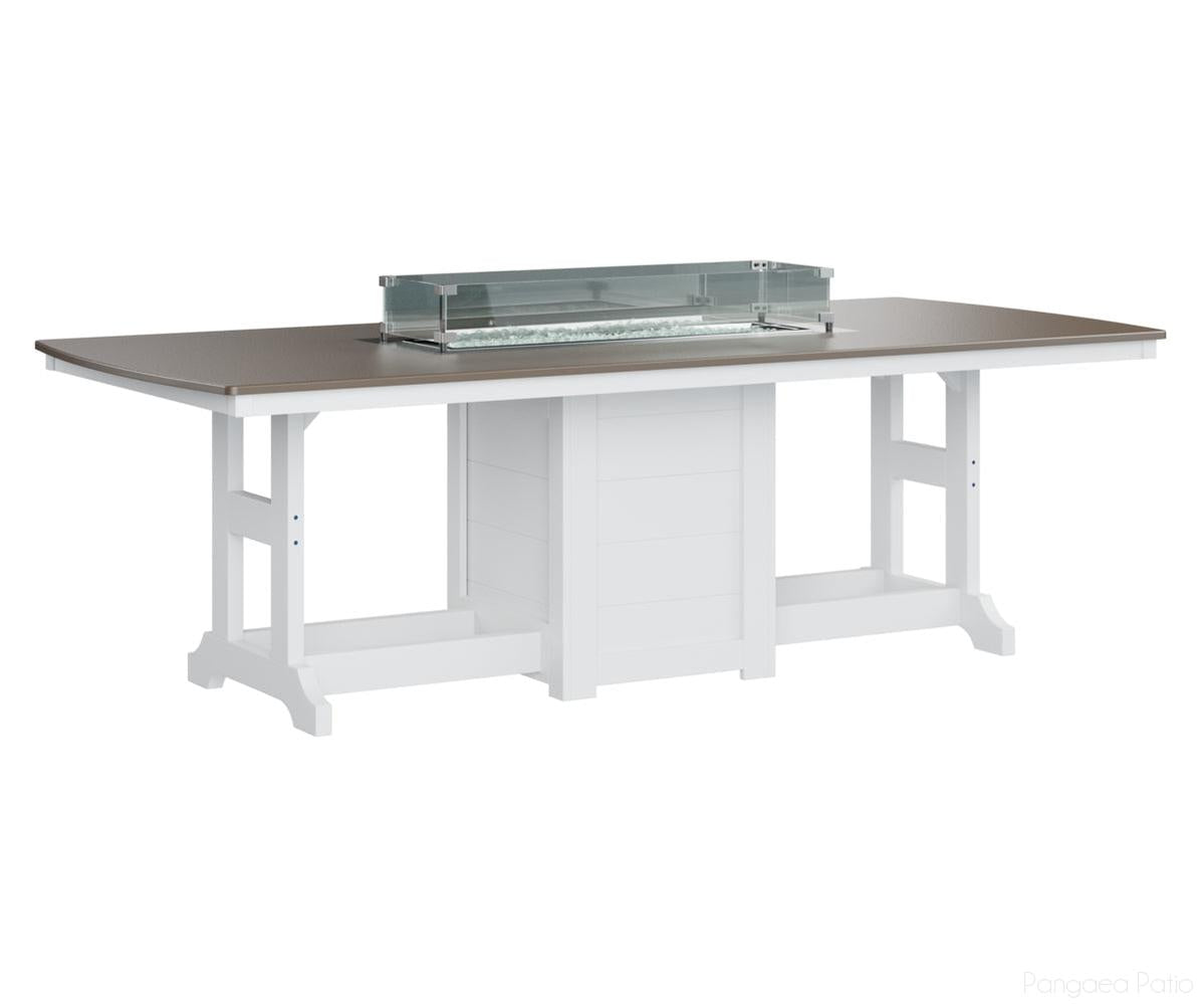 BGGHFT4496BBZWH-Berlin Gardens-Garden Classic 44" x 96" Rectangular Fire Table - Hammered Top - Bar Height-Bronze BG-White BG-Pangaea Patio