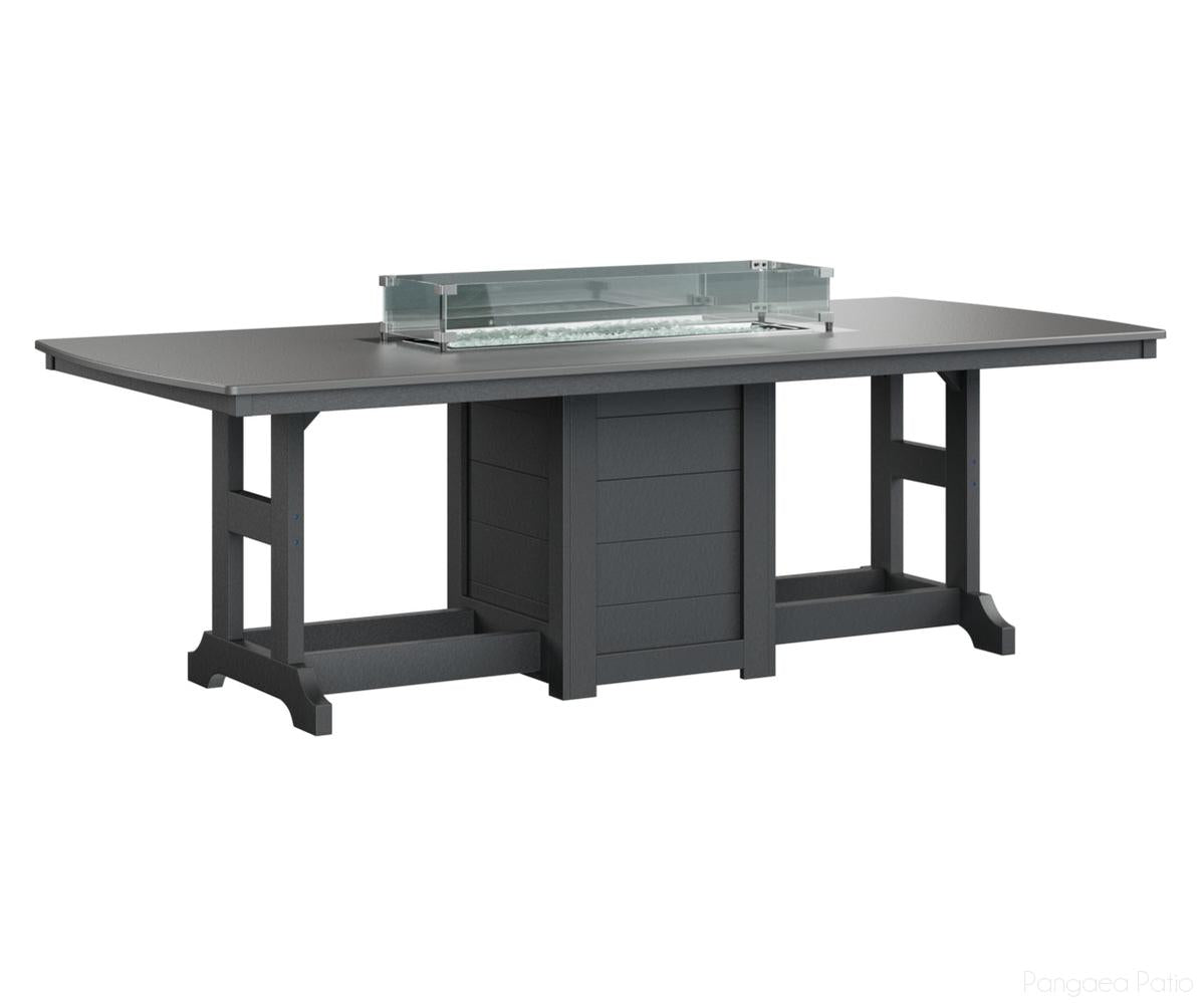 BGGHFT4496BSTBK-Berlin Gardens-Garden Classic 44" x 96" Rectangular Fire Table - Hammered Top - Bar Height-Stainless BG-Black BG-Pangaea Patio