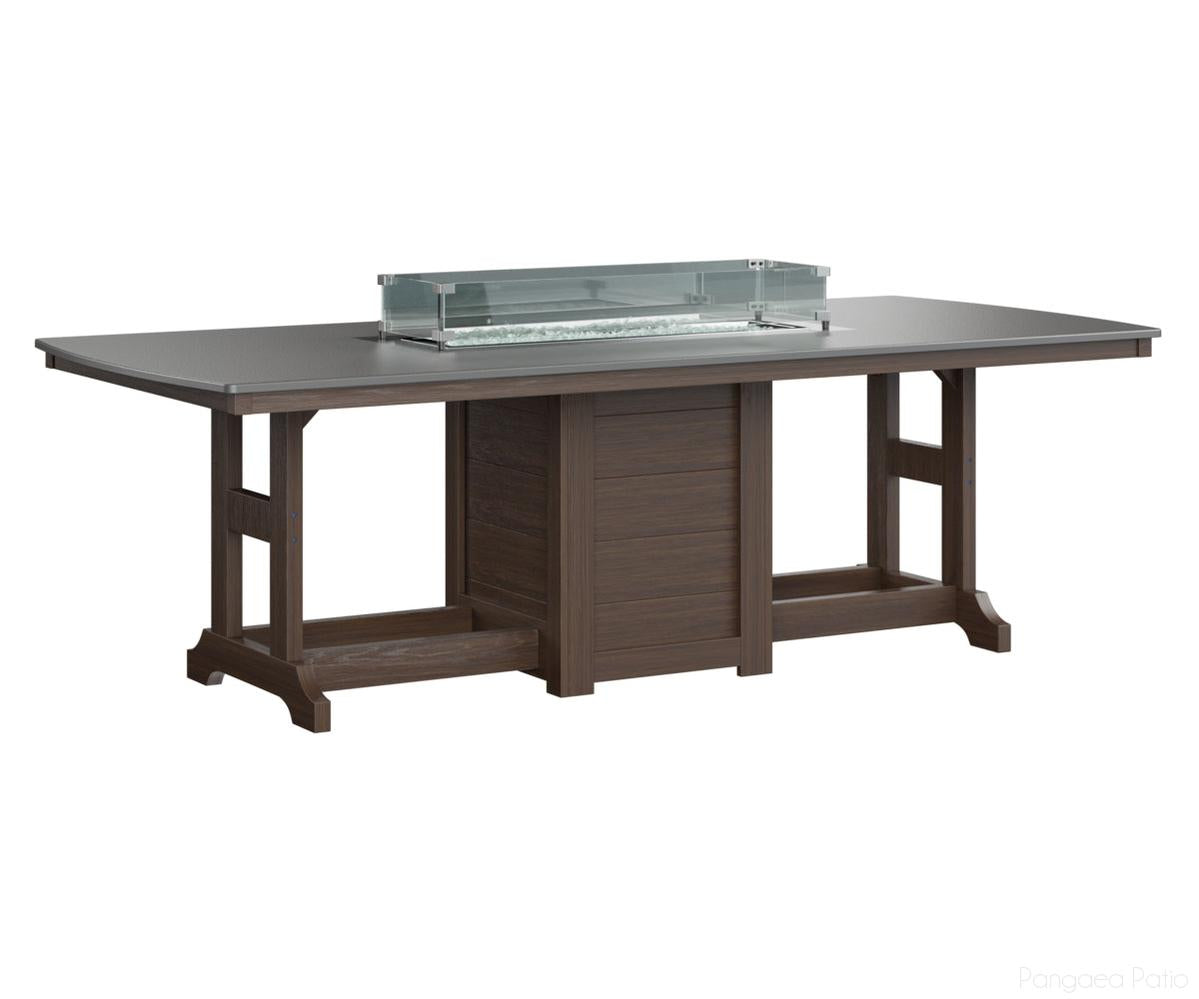 BGGHFT4496BSTBW-Berlin Gardens-Garden Classic 44" x 96" Rectangular Fire Table - Hammered Top - Bar Height-Stainless BG-Brazilian Walnut BG-Pangaea Patio