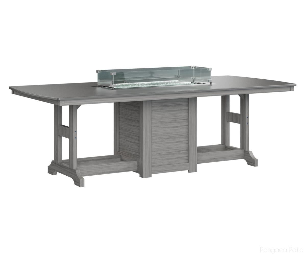 BGGHFT4496BSTDG-Berlin Gardens-Garden Classic 44" x 96" Rectangular Fire Table - Hammered Top - Bar Height-Stainless BG-Driftwood Gray BG-Pangaea Patio
