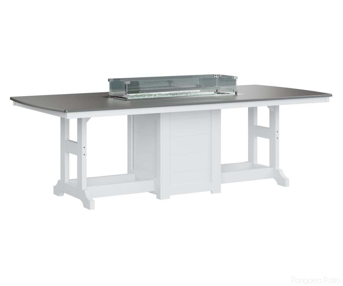 BGGHFT4496BSTWH-Berlin Gardens-Garden Classic 44" x 96" Rectangular Fire Table - Hammered Top - Bar Height-Stainless BG-White BG-Pangaea Patio