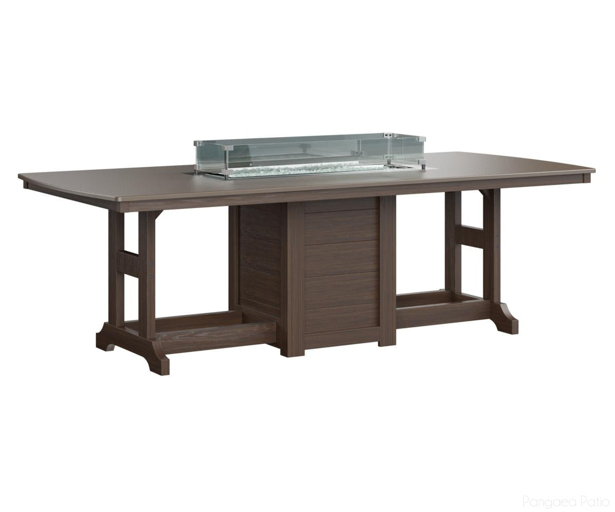 BGGHFT4496CBZBW-Berlin Gardens-Garden Classic 44" x 96" Rectangular Fire Table - Hammered Top - Counter Height-Bronze BG-Brazilian Walnut BG-Pangaea Patio