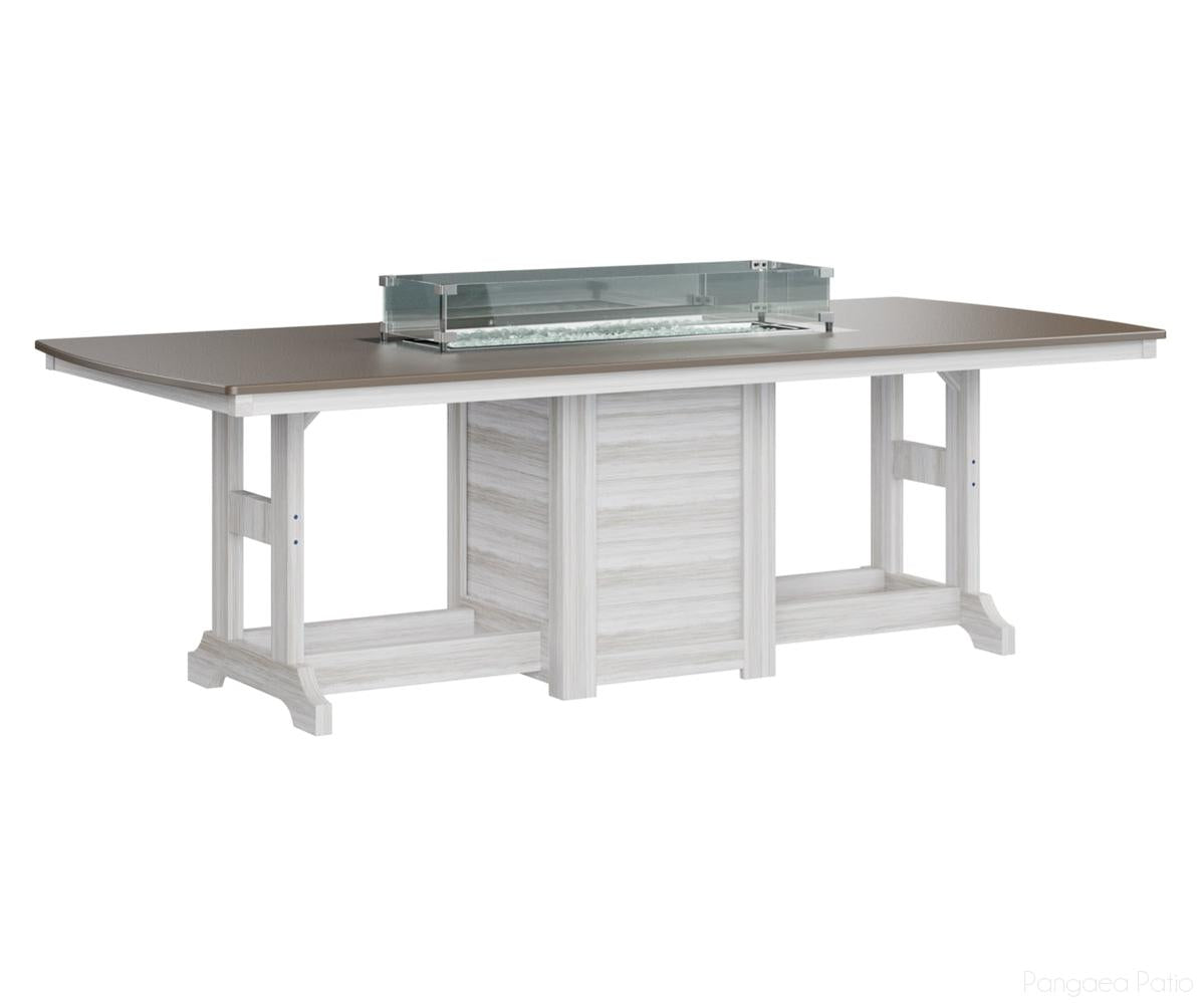 BGGHFT4496CBZSE-Berlin Gardens-Garden Classic 44" x 96" Rectangular Fire Table - Hammered Top - Counter Height-Bronze BG-Seashell BG-Pangaea Patio