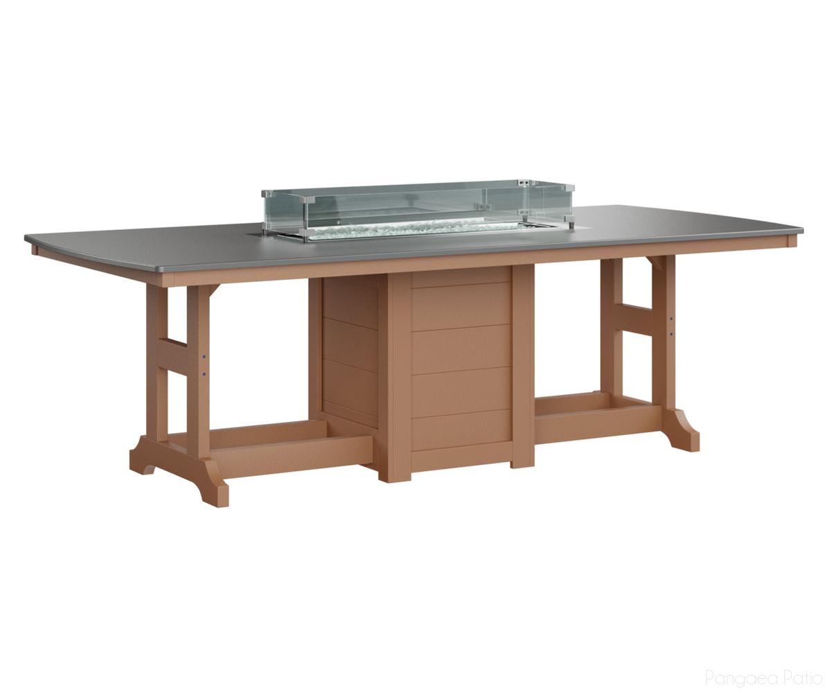 BGGHFT4496CSTCD-Berlin Gardens-Garden Classic 44" x 96" Rectangular Fire Table - Hammered Top - Counter Height-Stainless BG-Cedar BG-Pangaea Patio