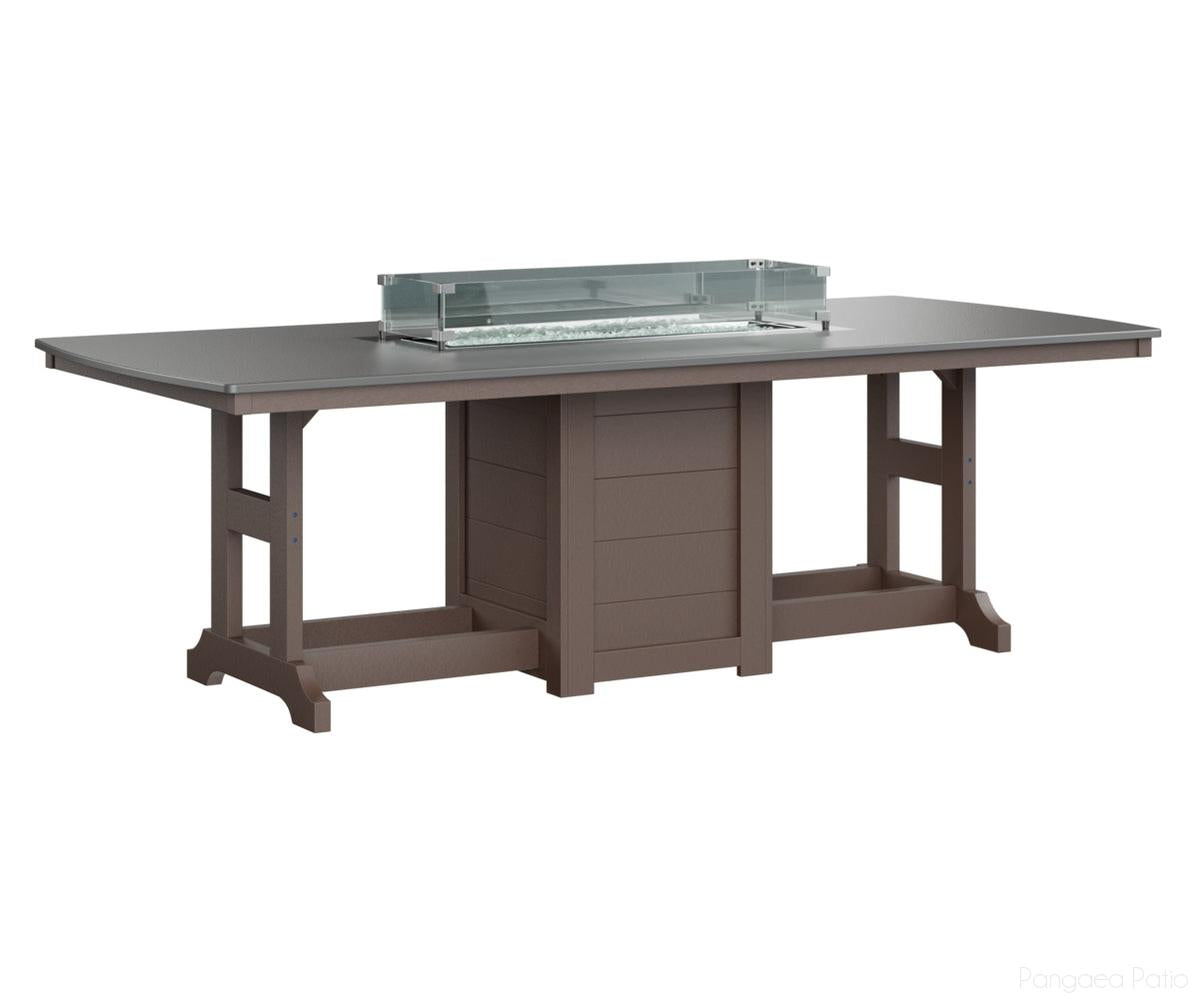 BGGHFT4496CSTCB-Berlin Gardens-Garden Classic 44" x 96" Rectangular Fire Table - Hammered Top - Counter Height-Stainless BG-Chocolate Brown BG-Pangaea Patio