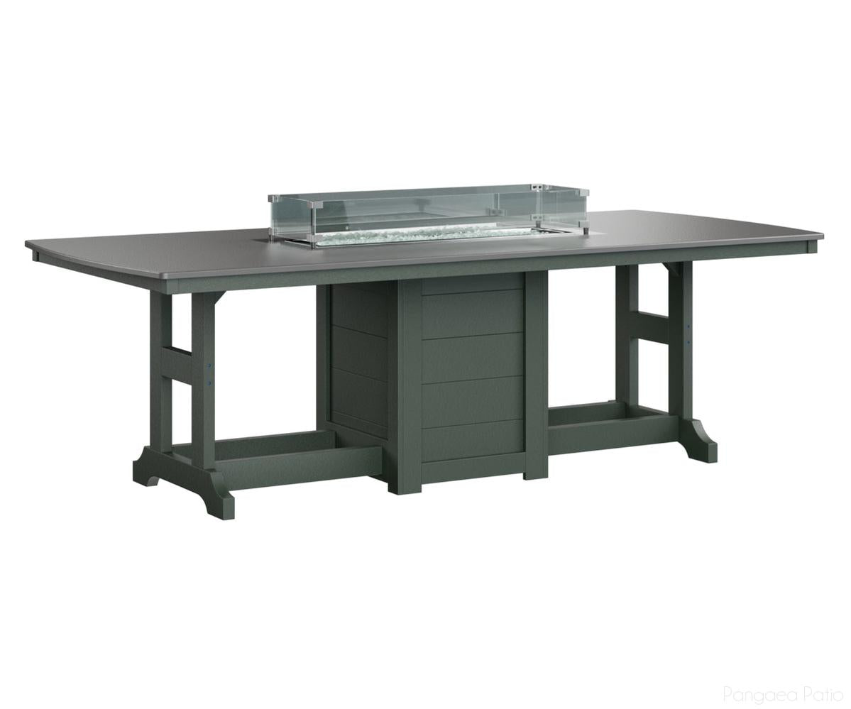 BGGHFT4496CSTGN-Berlin Gardens-Garden Classic 44" x 96" Rectangular Fire Table - Hammered Top - Counter Height-Stainless BG-Green BG-Pangaea Patio