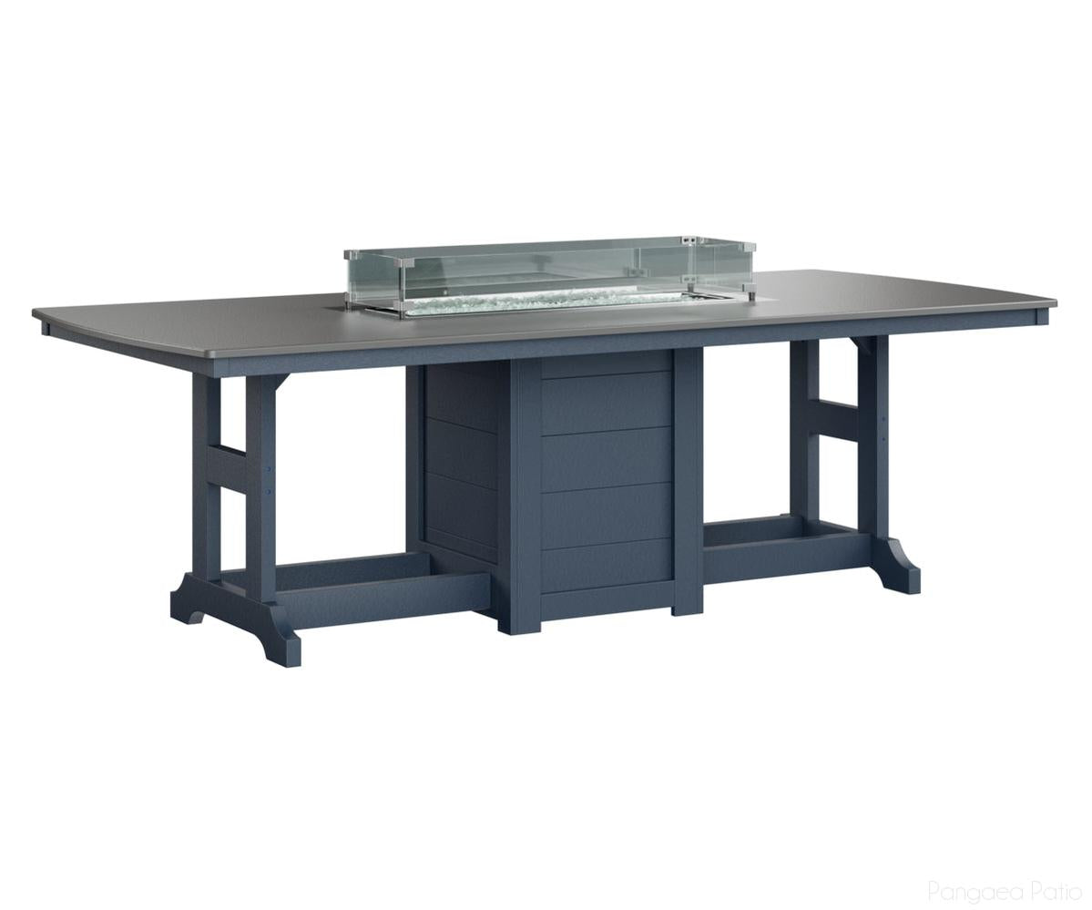 BGGHFT4496CSTNB-Berlin Gardens-Garden Classic 44" x 96" Rectangular Fire Table - Hammered Top - Counter Height-Stainless BG-Navy Blue BG-Pangaea Patio
