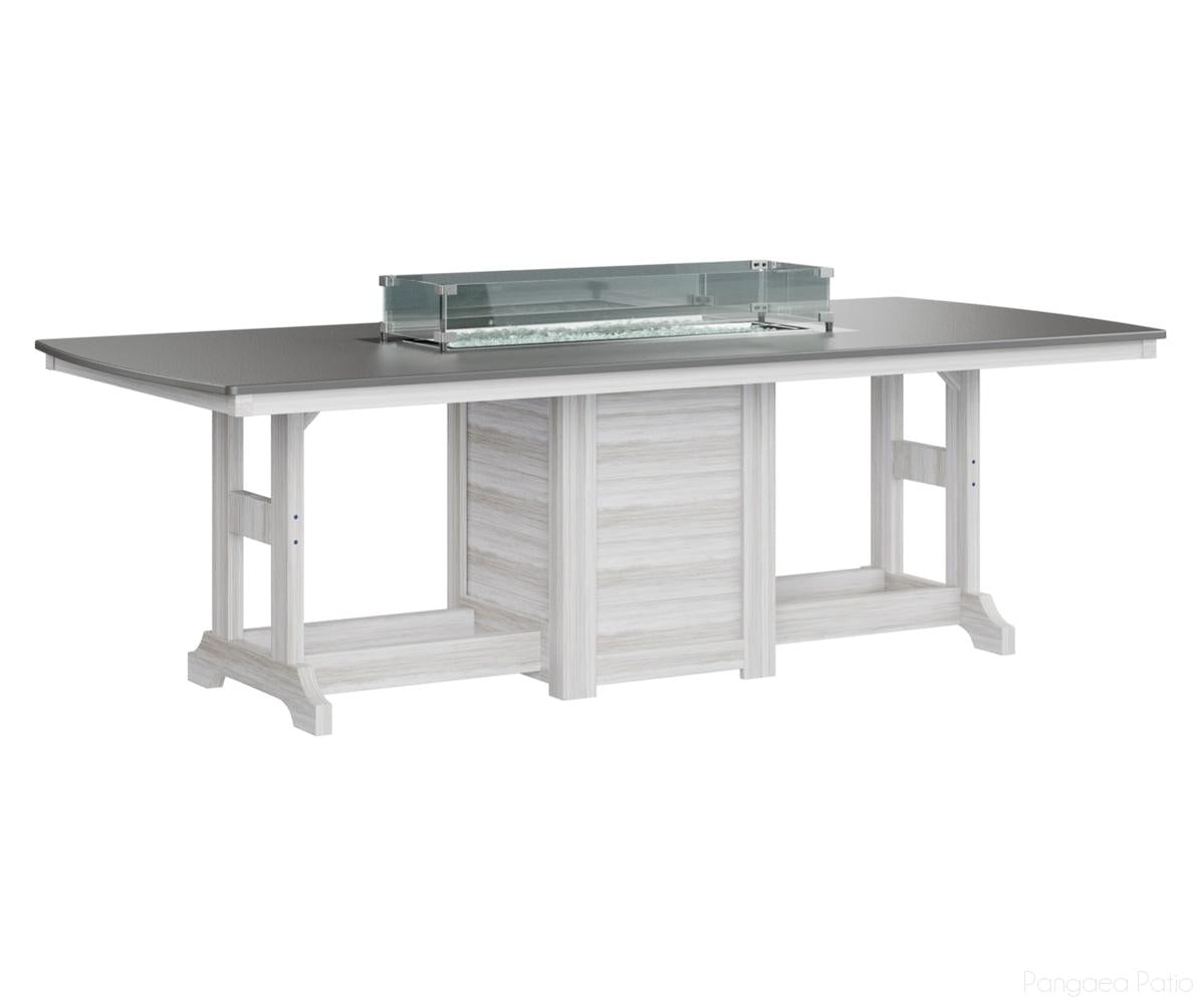 BGGHFT4496CSTSE-Berlin Gardens-Garden Classic 44" x 96" Rectangular Fire Table - Hammered Top - Counter Height-Stainless BG-Seashell BG-Pangaea Patio