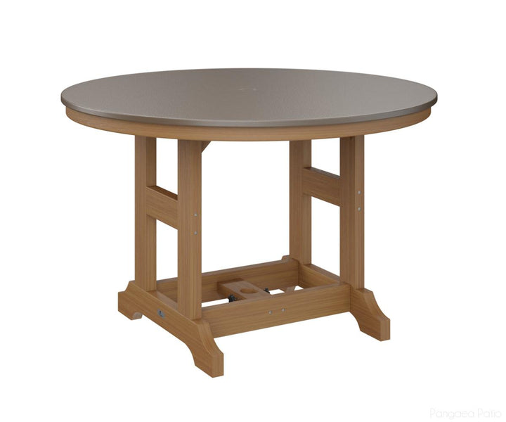 BGGCHF0048BBZNT-Berlin Gardens-Garden Classic 48" Round Table - Hammered Top - Bar Height-Bronze BG-Natural Teak BG-Pangaea Patio