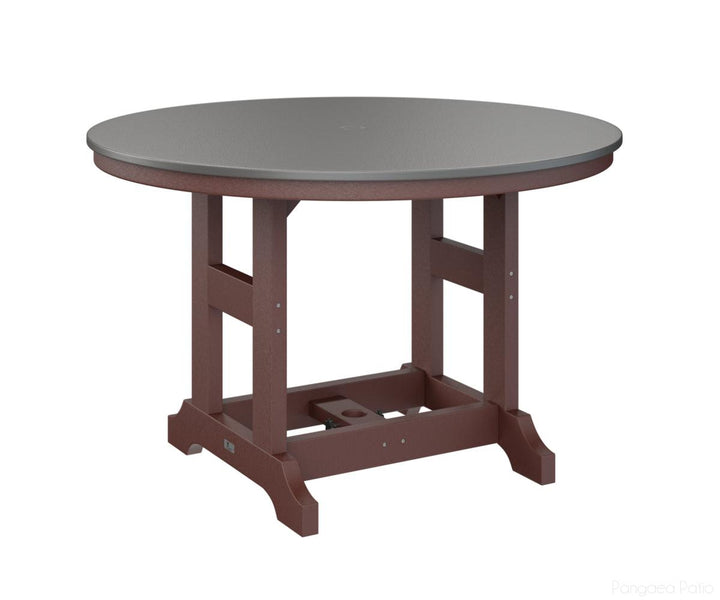 BGGCHF0048BSTBY-Berlin Gardens-Garden Classic 48" Round Table - Hammered Top - Bar Height-Stainless BG-Burgundy BG-Pangaea Patio
