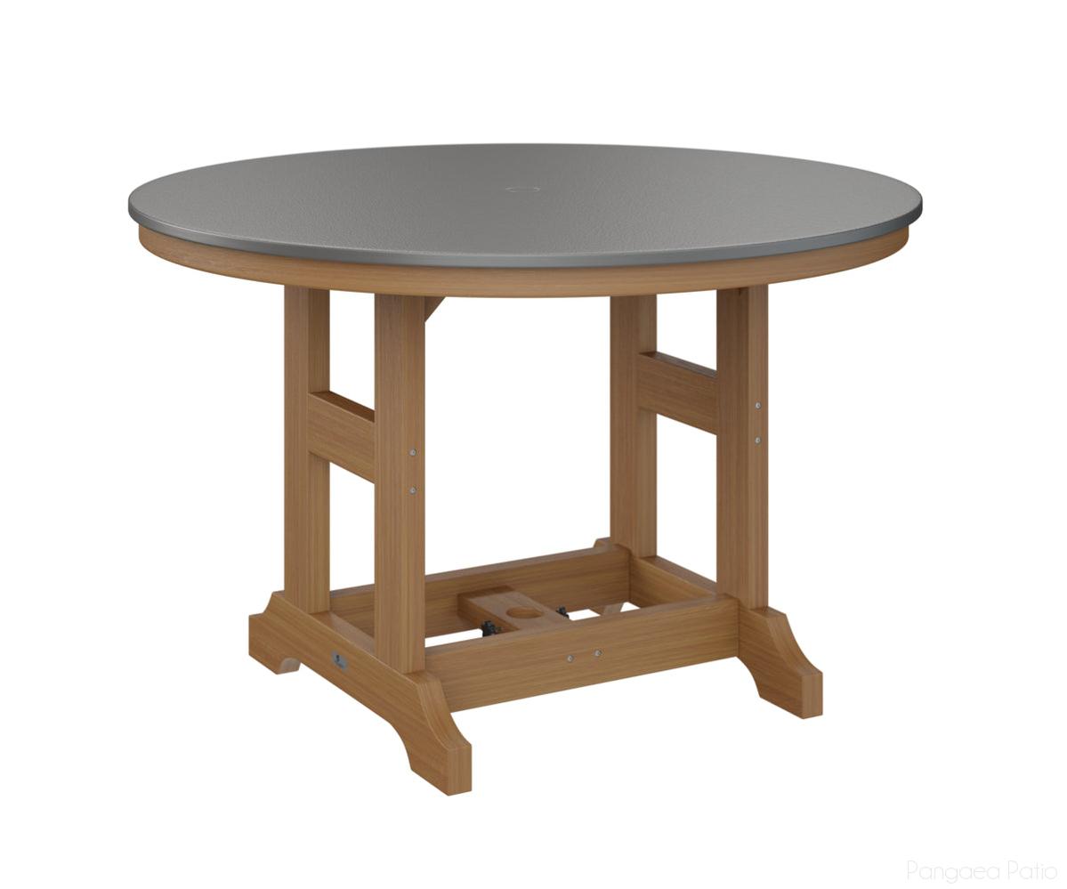 BGGCHF0048BSTNT-Berlin Gardens-Garden Classic 48" Round Table - Hammered Top - Bar Height-Stainless BG-Natural Teak BG-Pangaea Patio