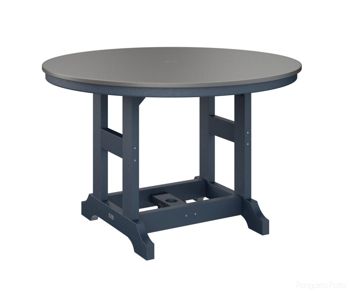 BGGCHF0048BSTNB-Berlin Gardens-Garden Classic 48" Round Table - Hammered Top - Bar Height-Stainless BG-Navy Blue BG-Pangaea Patio