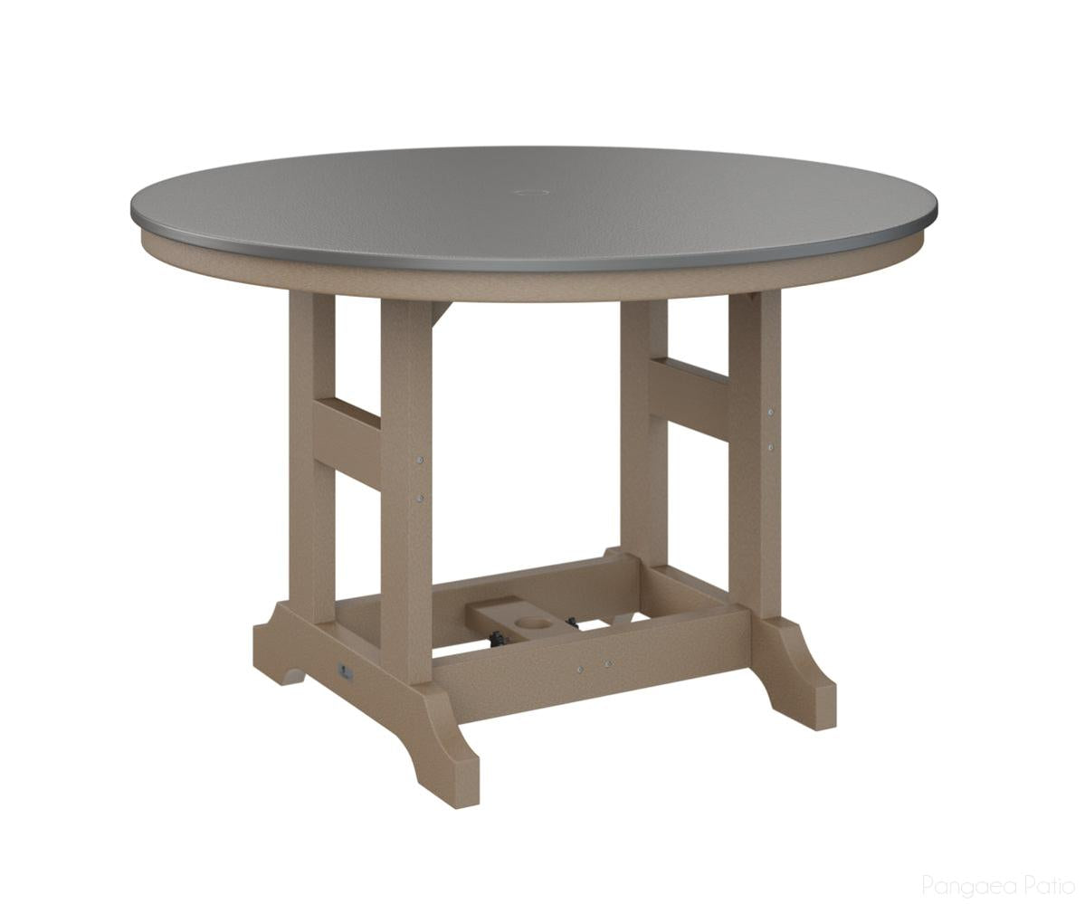 BGGCHF0048CSTWW-Berlin Gardens-Garden Classic 48" Round Table - Hammered Top - Counter Height-Stainless BG-Weatherwood BG-Pangaea Patio