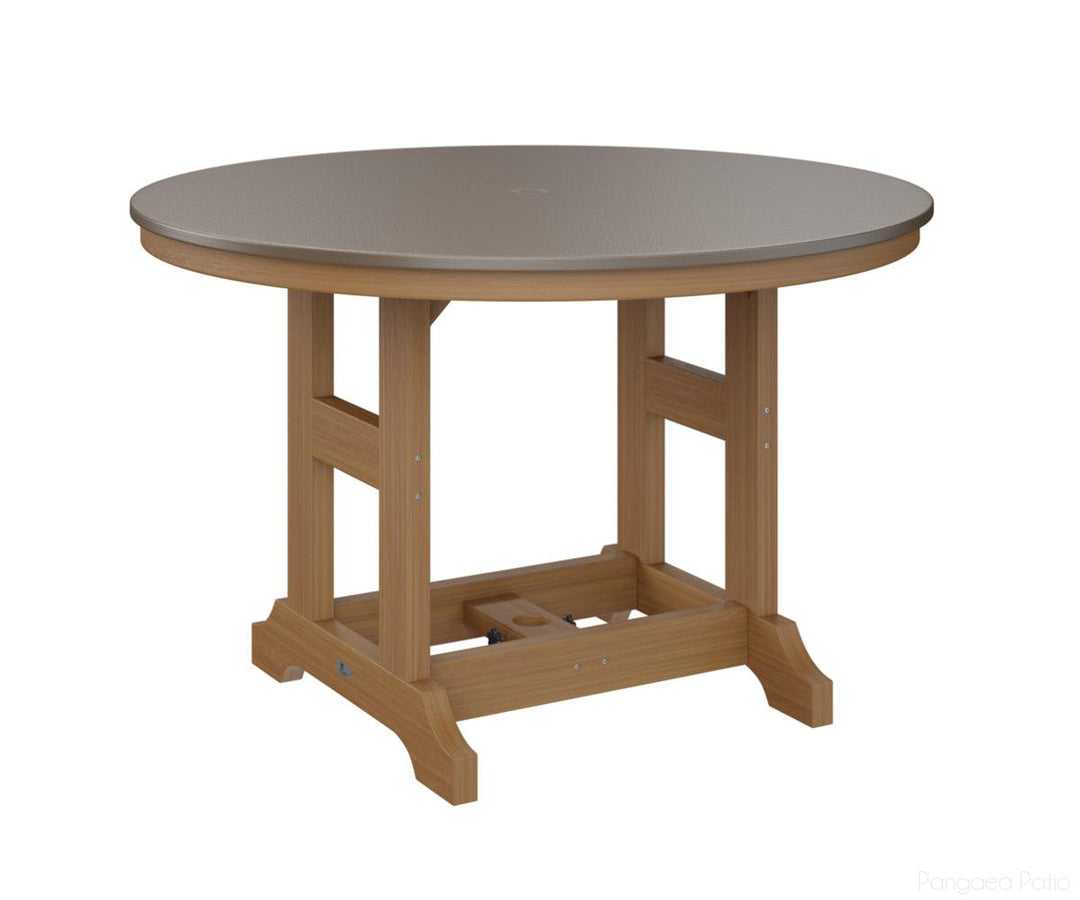 BGGCHF0048DBZNT-Berlin Gardens-Garden Classic 48" Round Table - Hammered Top - Dining Height-Bronze BG-Natural Teak BG-Pangaea Patio