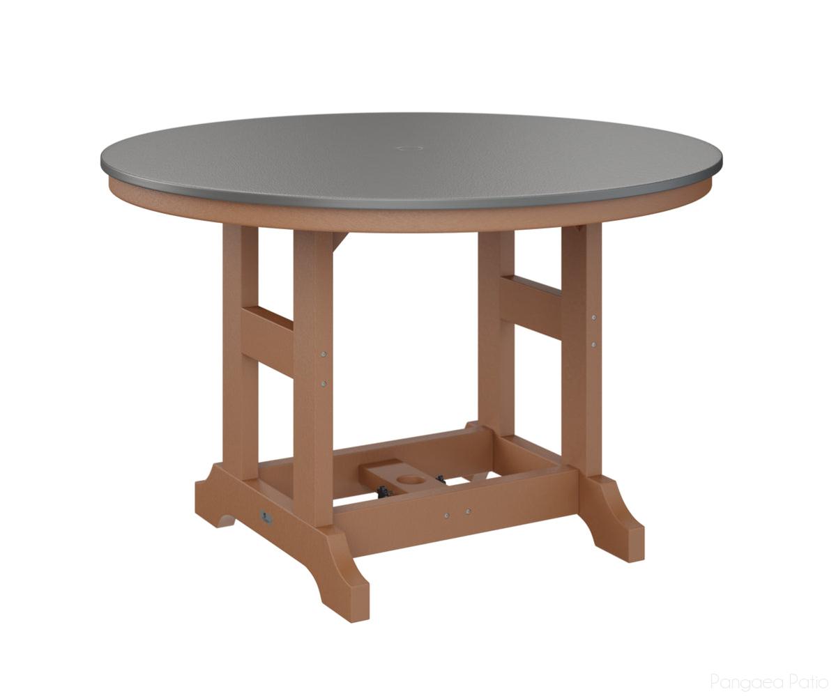 BGGCHF0048DSTCD-Berlin Gardens-Garden Classic 48" Round Table - Hammered Top - Dining Height-Stainless BG-Cedar BG-Pangaea Patio
