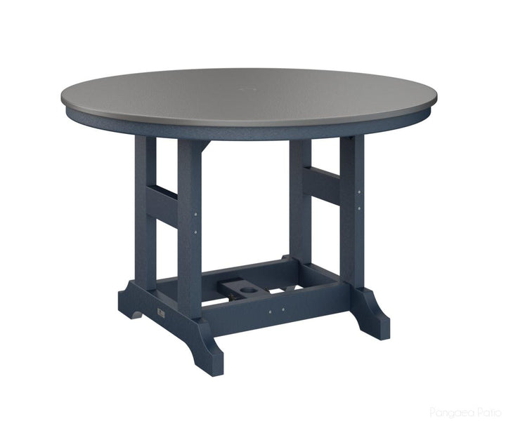 BGGCHF0048DSTNB-Berlin Gardens-Garden Classic 48" Round Table - Hammered Top - Dining Height-Stainless BG-Navy Blue BG-Pangaea Patio
