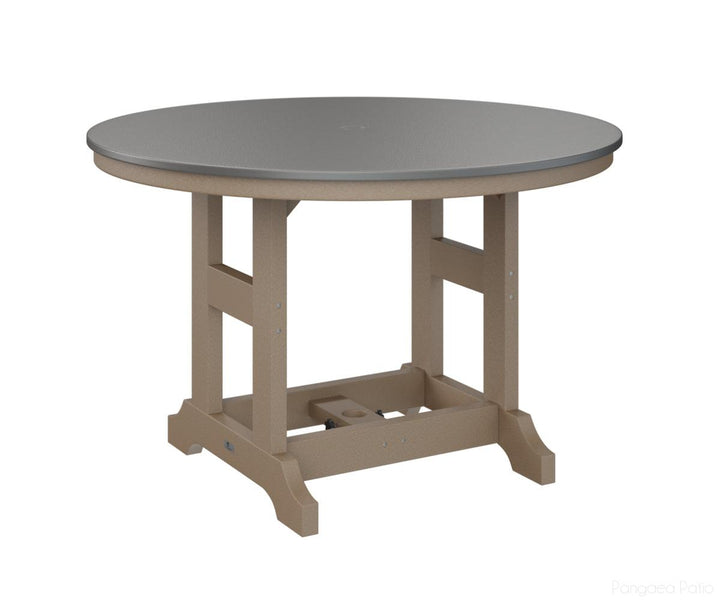 BGGCHF0048DSTWW-Berlin Gardens-Garden Classic 48" Round Table - Hammered Top - Dining Height-Stainless BG-Weatherwood BG-Pangaea Patio