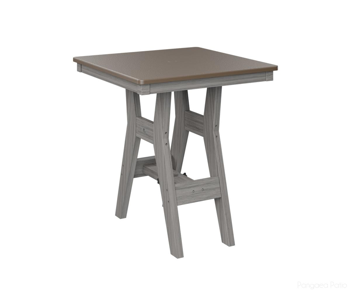 BGHHFT0028BBZDG-Berlin Gardens-Harbor 28" Square Table - Hammered Top - Bar Height-Bronze BG-Driftwood Gray BG-Pangaea Patio