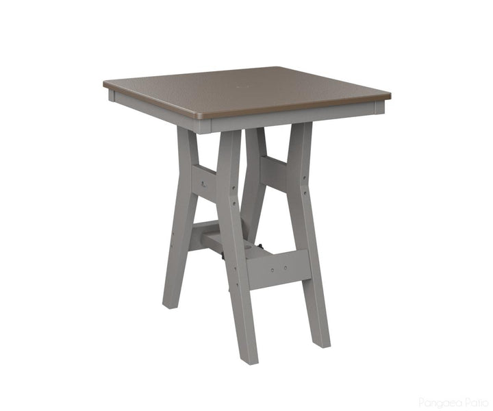 BGHHFT0028BBZLG-Berlin Gardens-Harbor 28" Square Table - Hammered Top - Bar Height-Bronze BG-Light Gray BG-Pangaea Patio