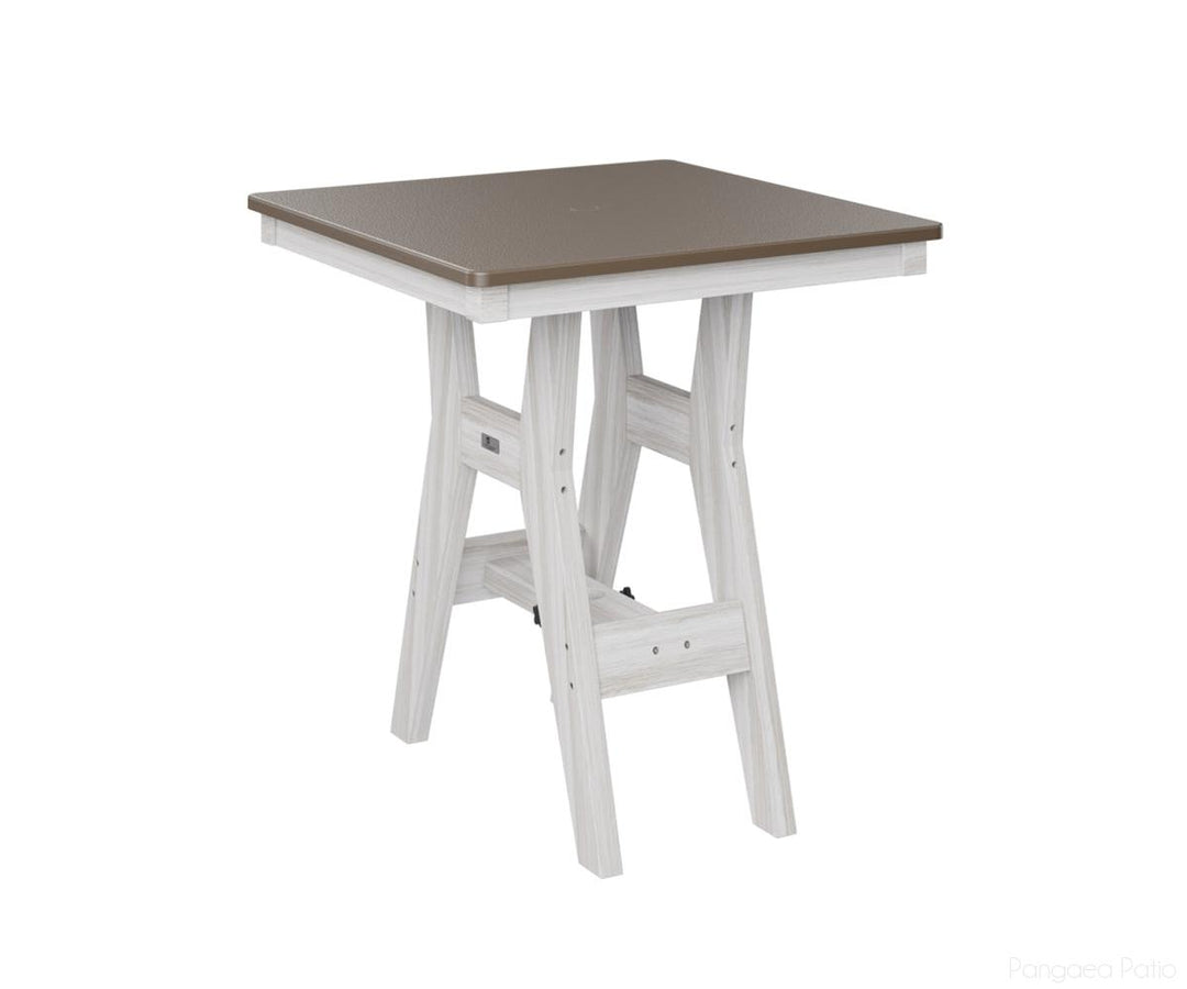 BGHHFT0028BBZSE-Berlin Gardens-Harbor 28" Square Table - Hammered Top - Bar Height-Bronze BG-Seashell BG-Pangaea Patio