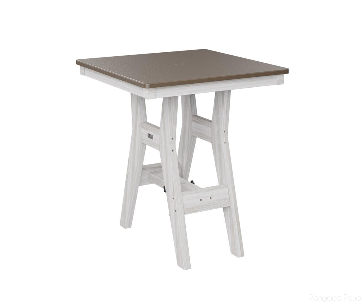 BGHHFT0028BBZSE-Berlin Gardens-Harbor 28" Square Table - Hammered Top - Bar Height-Bronze BG-Seashell BG-Pangaea Patio