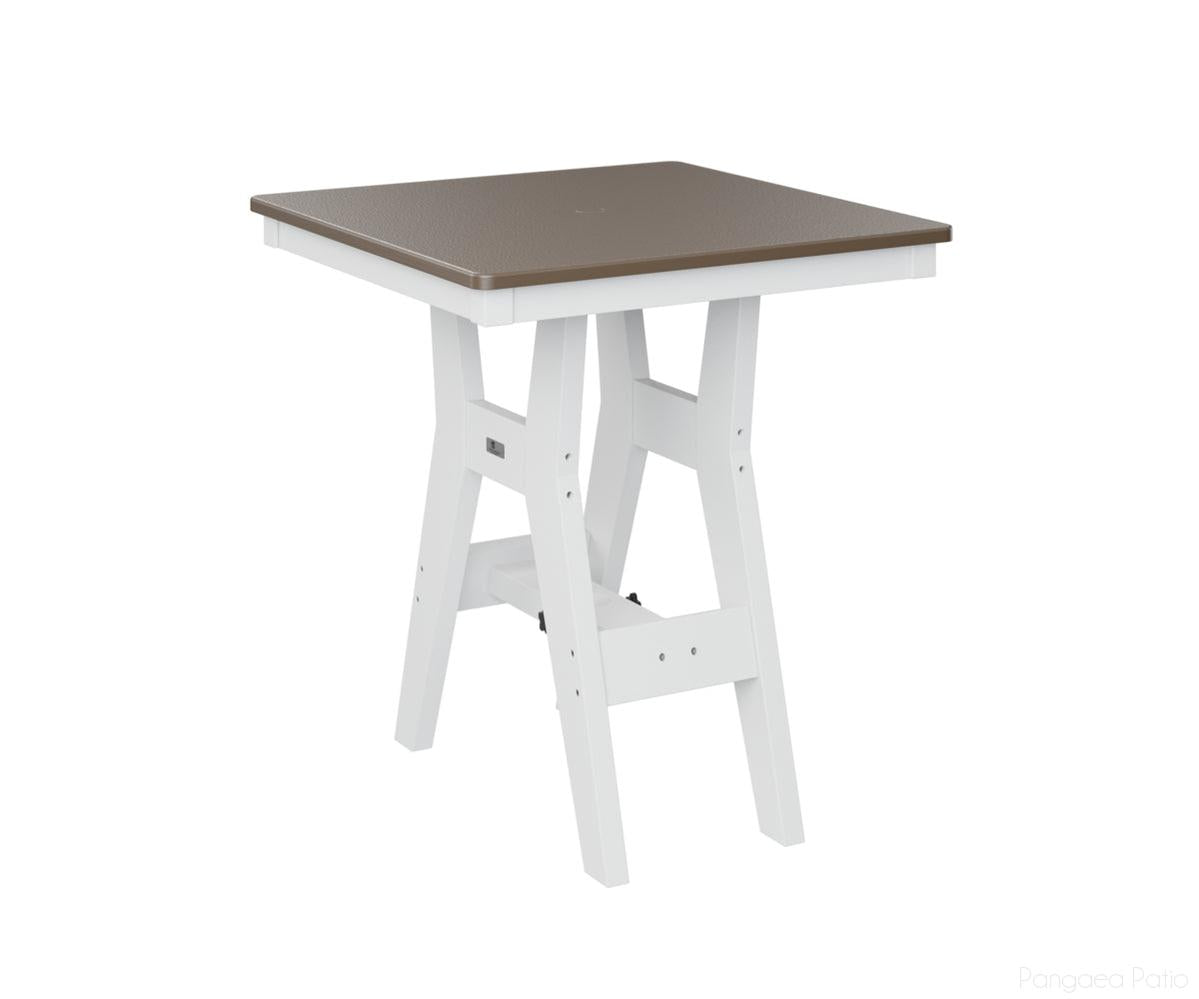 BGHHFT0028BBZWH-Berlin Gardens-Harbor 28" Square Table - Hammered Top - Bar Height-Bronze BG-White BG-Pangaea Patio