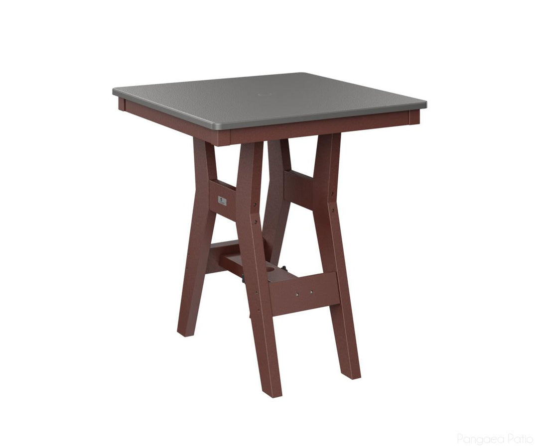 BGHHFT0028BSTBY-Berlin Gardens-Harbor 28" Square Table - Hammered Top - Bar Height-Stainless BG-Burgundy BG-Pangaea Patio