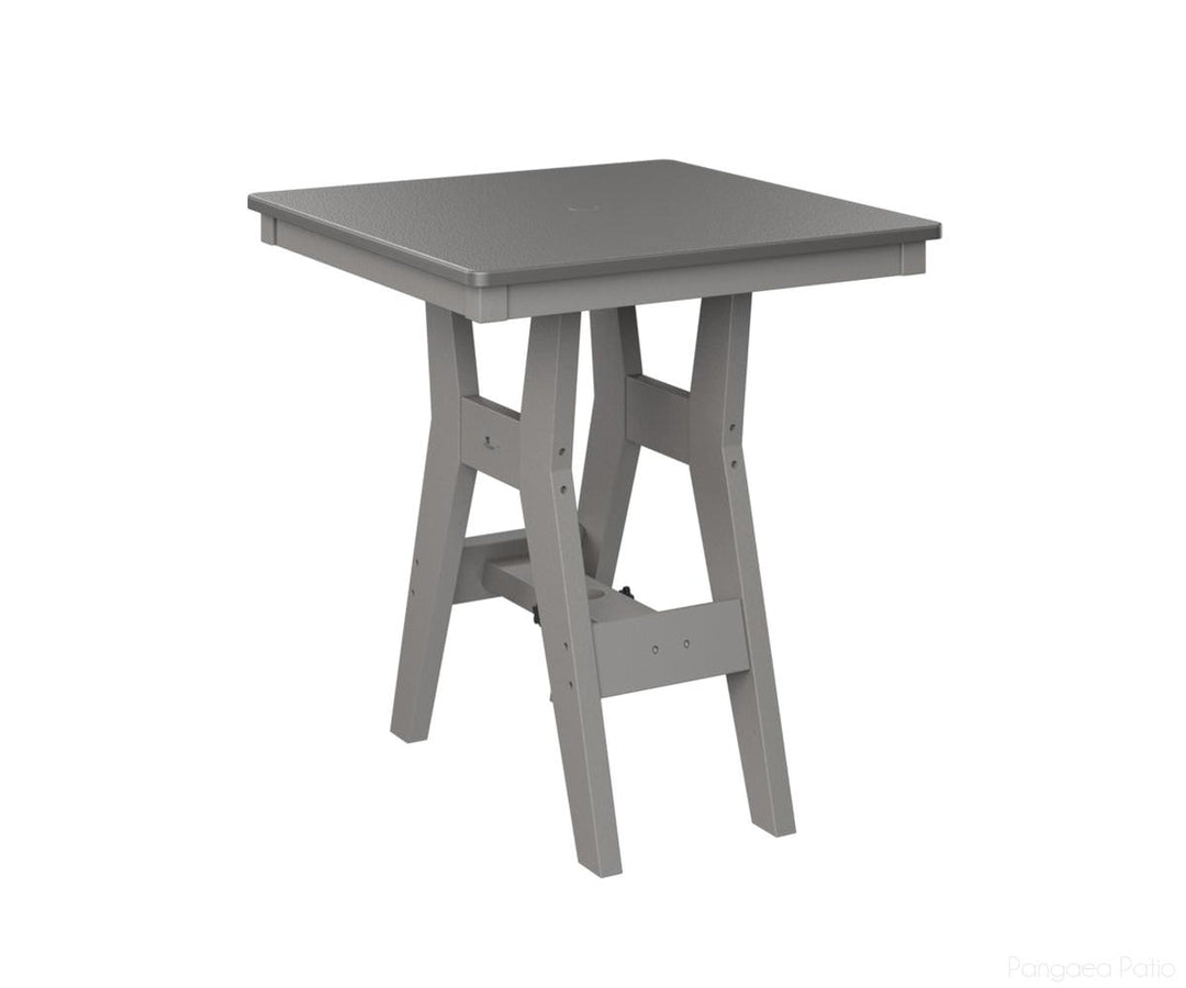 BGHHFT0028BSTLG-Berlin Gardens-Harbor 28" Square Table - Hammered Top - Bar Height-Stainless BG-Light Gray BG-Pangaea Patio