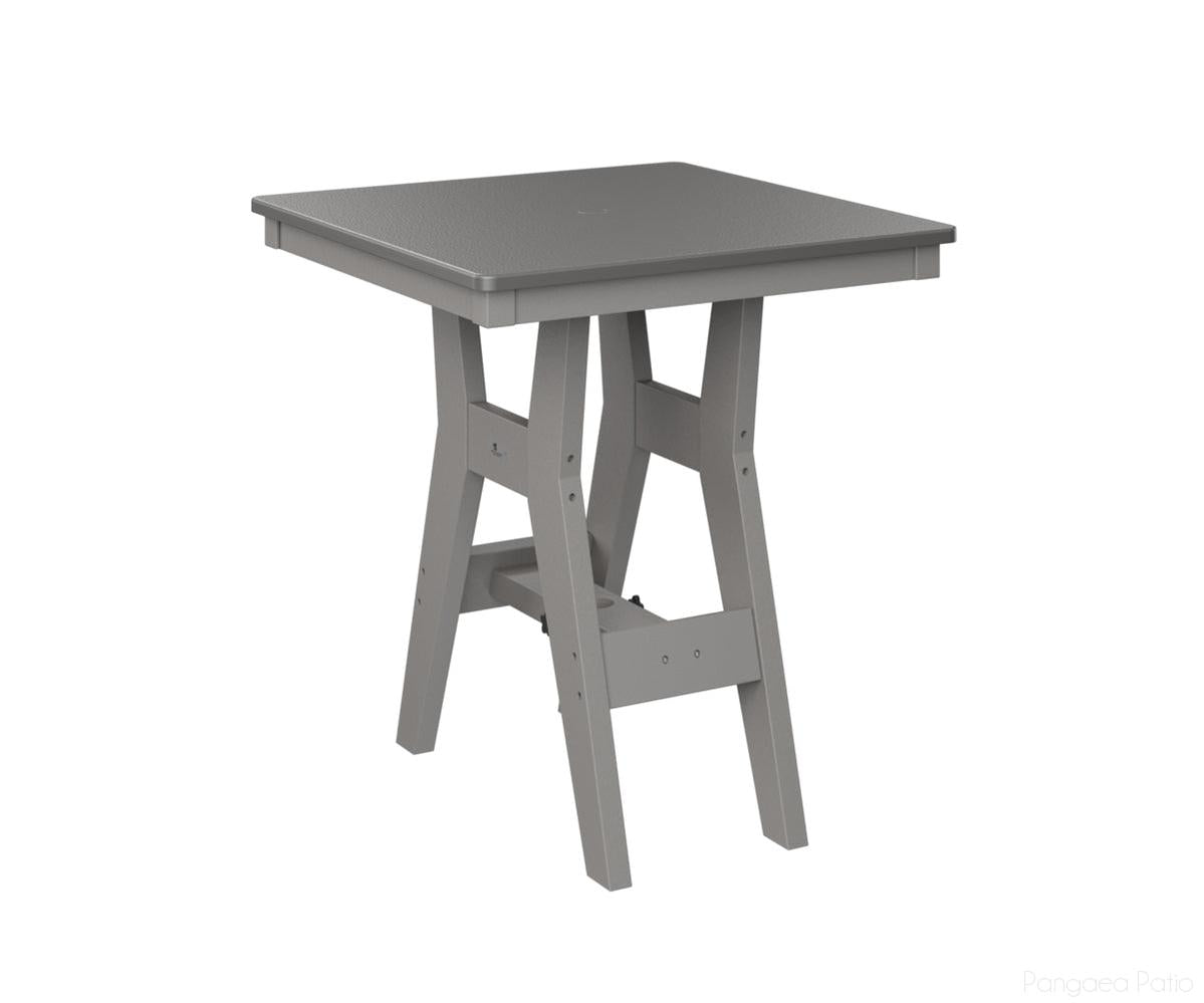 BGHHFT0028BSTLG-Berlin Gardens-Harbor 28" Square Table - Hammered Top - Bar Height-Stainless BG-Light Gray BG-Pangaea Patio