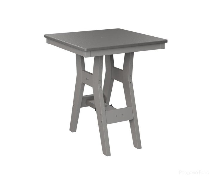 BGHHFT0028BSTLG-Berlin Gardens-Harbor 28" Square Table - Hammered Top - Bar Height-Stainless BG-Light Gray BG-Pangaea Patio